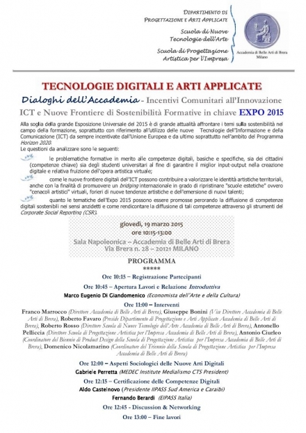 Convegno “Tecnologie Digitali e Arti Applicate" - Marco Eugenio Di Giandomenico